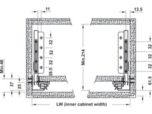 Ray hộp Alto-S chiều cao 170mm Hafele 552.36.355