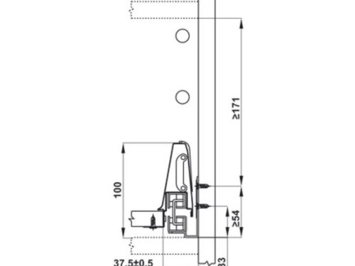 Ray hộp Hafele 552.79.085 Alto B199 500mm, trắng, nắp kim loại