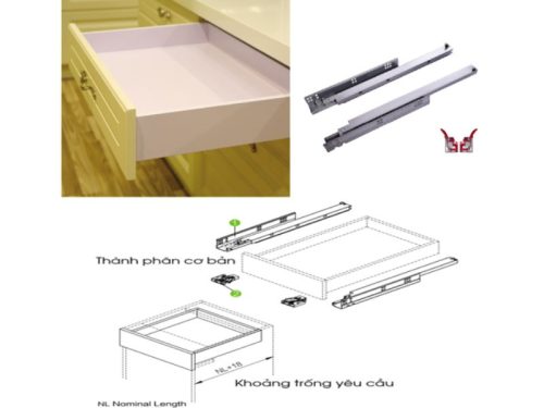 Ray âm giảm chấn cao cấp mở toàn phần Faster FS708CJH.450
