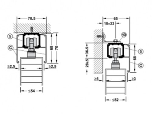 Kích thước của Ray trượt đơn dài 2000mm Hafele 941.62.721