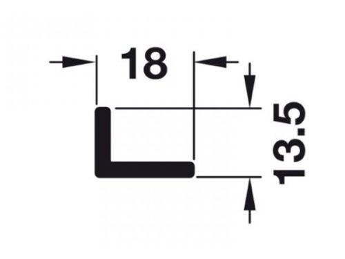 Kích thước của Ray trượt trên dài 2000 mm Hafele 940.42.920