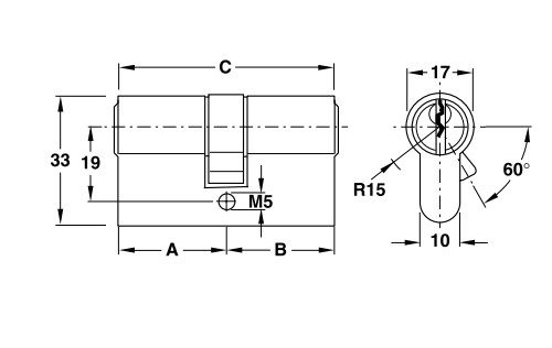 Ruột khóa 2 đầu Hafele 916.00.022, 91mm Đồng thau