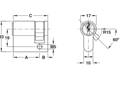 Ruột khóa 1 đầu Hafele 916.00.602, 41.5mm Đồng thau