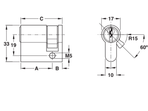 Ruột khóa 1 đầu Hafele 916.00.606, 70.5mm Đồng thau
