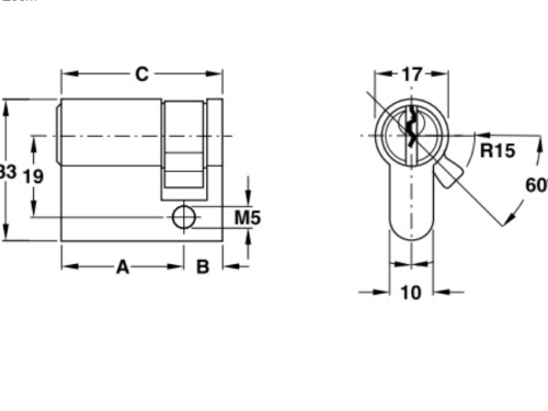 Ruột khóa 1 đầu Hafele 916.00.609, 60.5mm Đồng thau