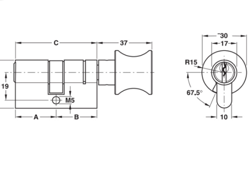 Ruột khóa 1 đầu chìa 1 đầu vặn Hafele 916.01.068