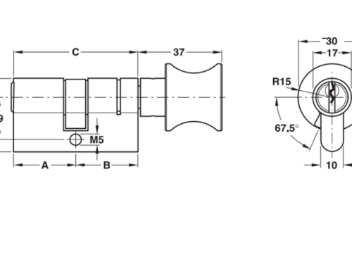 Ruột khóa 1 đầu chìa, 1 đầu vặn Hafele 916.08.316, 101mm Đồng thau
