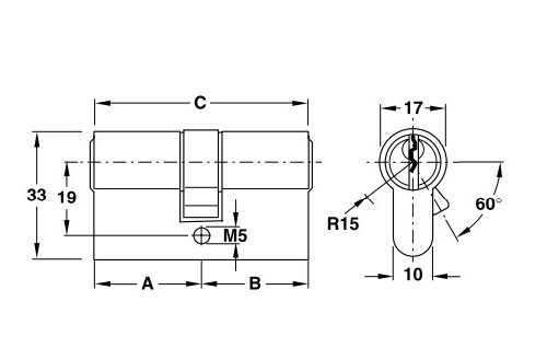 Ruột khóa 2 đầu Hafele 916.96.007, 60mm Đồng thau