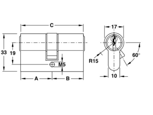 Ruột khóa 2 đầu Hafele 916.96.015, 71mm Đồng thau