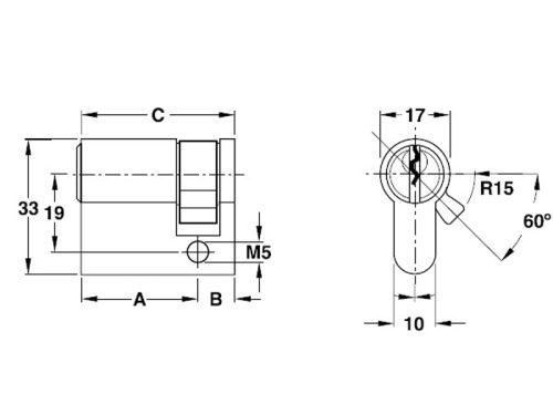 Ruột khóa 1 đầu Hafele 916.96.139, 55mm Đồng thau