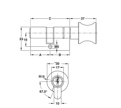Ruột khóa 1 đầu chìa, 1 đầu vặn Hafele 916.96.540, 80mm Đồng thau