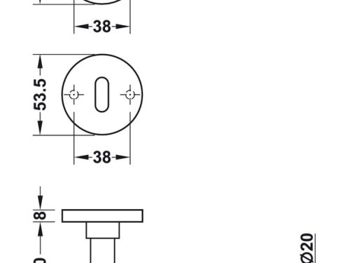 Kích thước của Tay nắm cửa phòng Hafele 903.92.696