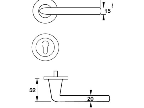 Tay nắm gạt có nắp che cửa phòng Hafele 903.99.977 3 Kích thước của Tay nắm gạt có nắp che cửa phòng Hafele 903.99.977