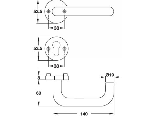 Tay nắm gạt cửa phòng Hafele 903.92.586 3 Kích thước của Tay nắm gạt cửa phòng Hafele 903.92.586