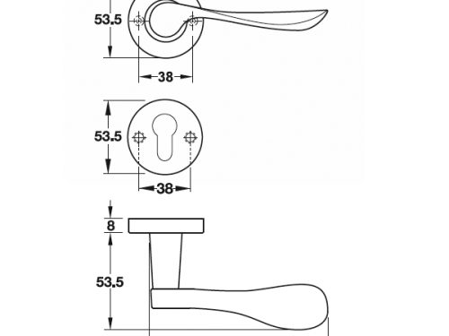 Kích thước của Tay nắm gạt cửa phòng Hafele 903.92.686