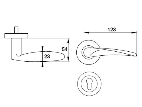Kích thước của Tay nắm gạt cửa phòng Hafele 903.98.141