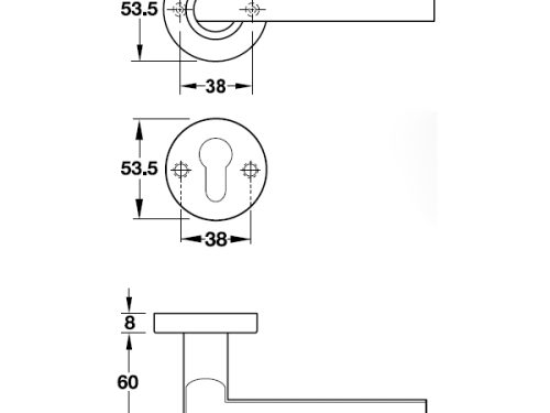 Kích thước của Tay nắm gạt cửa vệ sinh Hafele 903.93.646