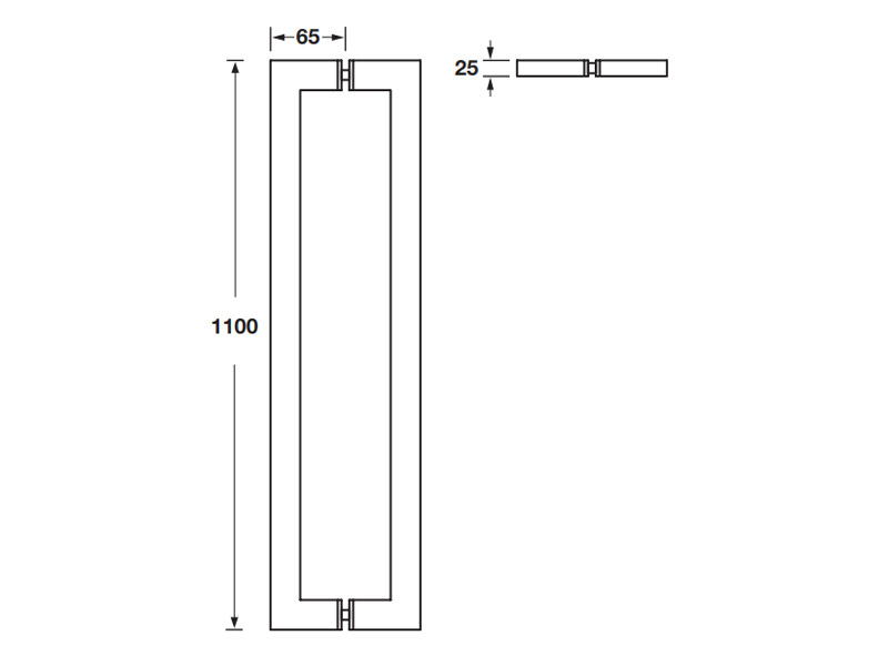 Kích thước của Tay nắm kéo vuông C/C 1075mm Hafele 499.68.039 Kích thước của Tay nắm kéo vuông C/C 1075mm Hafele 499.68.039