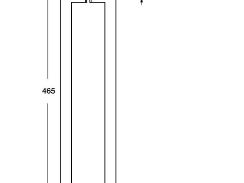 Kích thước của Tay nắm kéo vuông L465mm Hafele 499.68.038