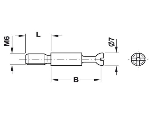 Kích thước của Thân ốc liên kết ván dày 12mm Hafele 262.27.941