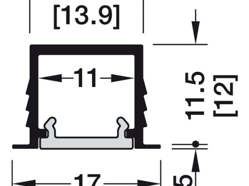 Kích thước của Thanh dẫn đèn Led lắp âm Hafele 833.95.722