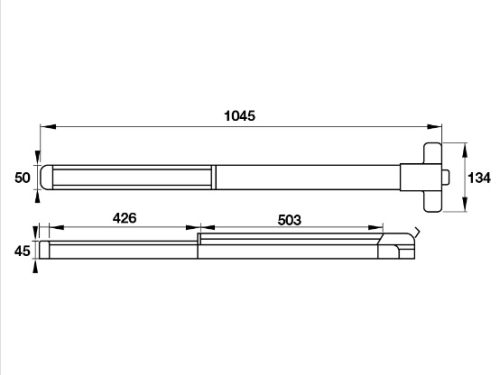 Kích thước của Thanh thoát hiểm Hafele 911.52.151