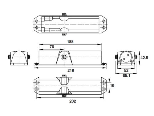 Kích thước của Thiết bị đóng cửa tự động 80Kg Hafele 931.77.129