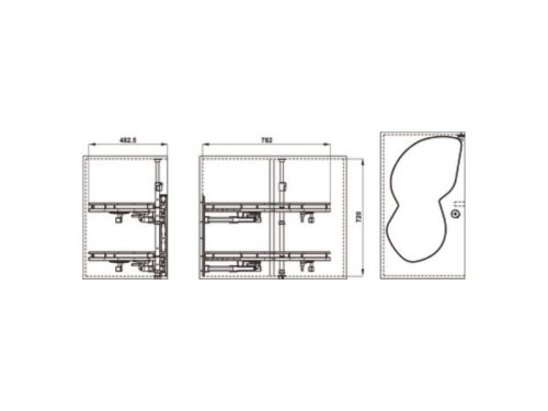Bộ rổ góc Hafele Olla Move 541.01.804 (phải)