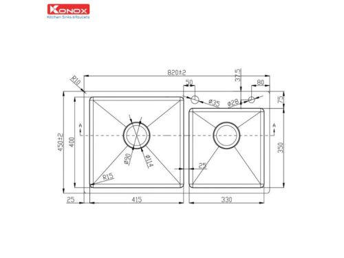 Thiết kế của Chậu rửa bát Konox Overmount Sink KN8245DO