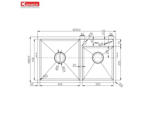 Thiết kế của Chậu rửa bát Konox Overmount Sink KN8248DO