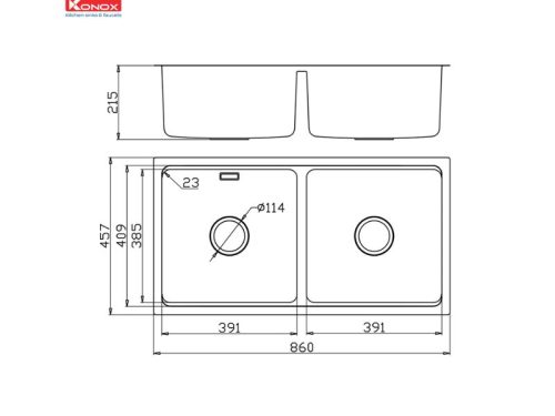 Thiết kế của Chậu rửa bát Konox Workstation - Undermount Sink KN8646DU Dekor