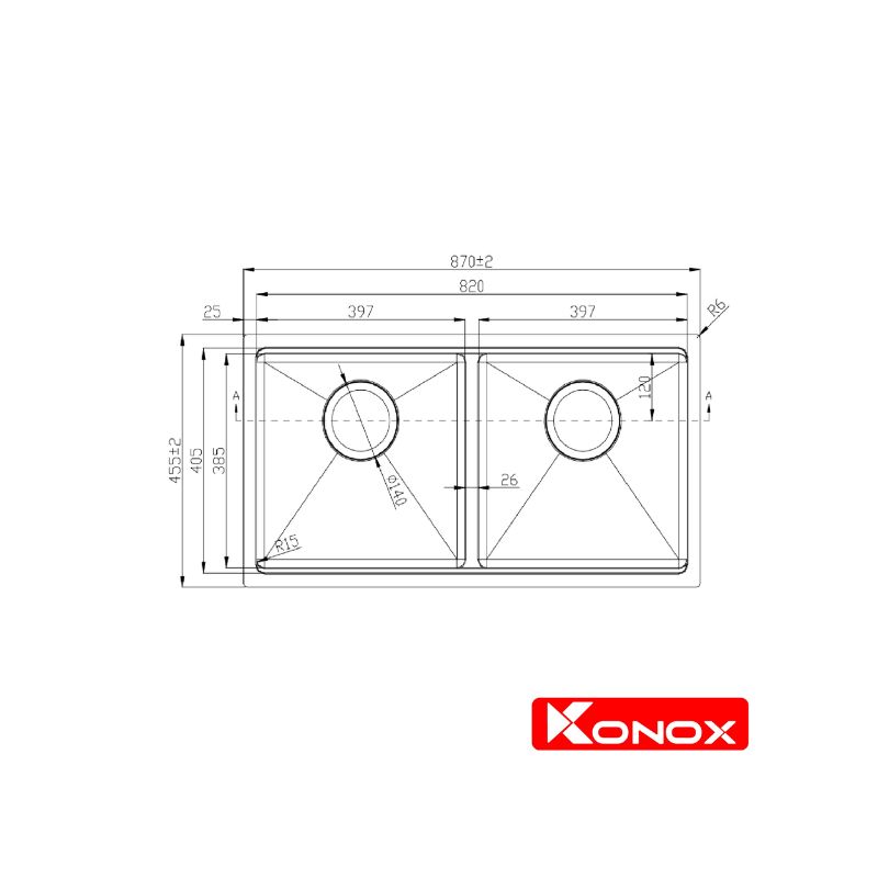 THiết kế của Chậu rửa bát Konox Workstation - Undermount Sink KN8745DUB