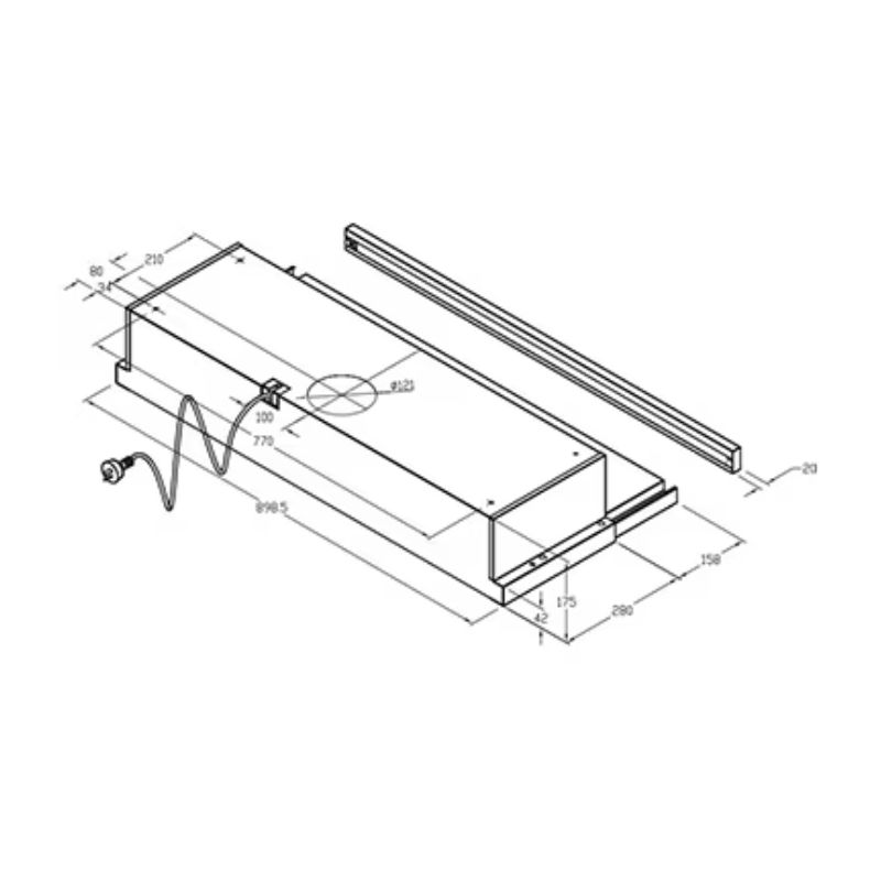 Kích thước máy hút mùi âm tủ Electrolux EFP9520X Kích thước máy hút mùi Electrolux EFP9520X