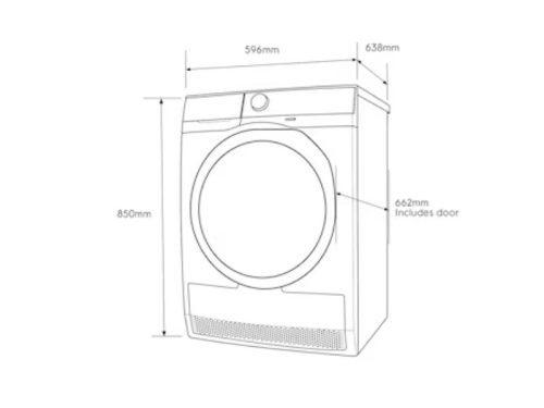 Kích thước máy sấy Electrolux 9kg EDH903R9WB