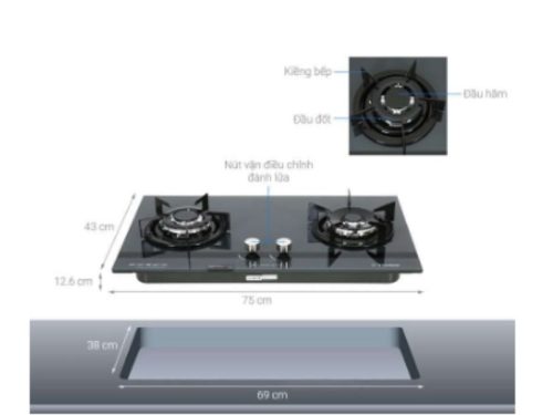 Cấu tạo bếp gas đôi Pramie PRMY-GS210 lắp âm
