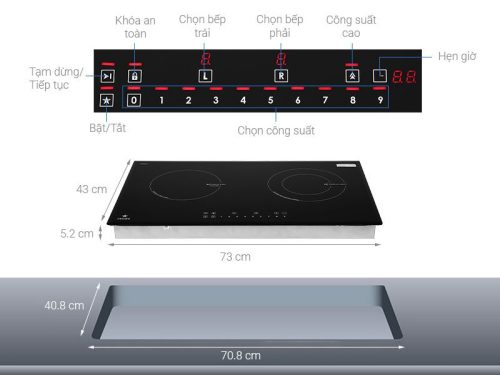 Cấu tạo bếp từ kết hợp hồng ngoại Pramie PRTH-2101 2 vùng nấu lắp âm