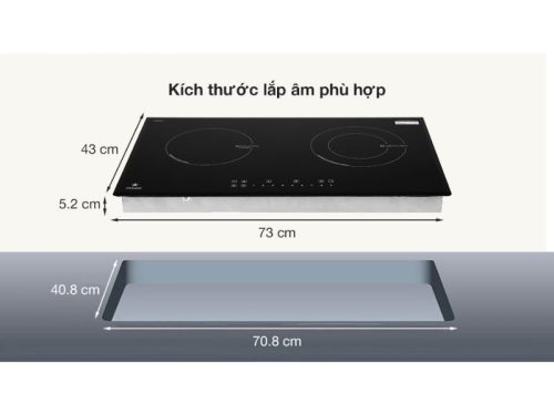 Kích thước bếp từ kết hợp hồng ngoại Pramie PRTH-2101 2 vùng nấu lắp âm