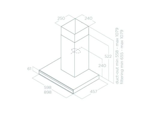 Kích thước máy hút mùi áp tường Elica ADÉLE BLIX/A/60 PRF0167314