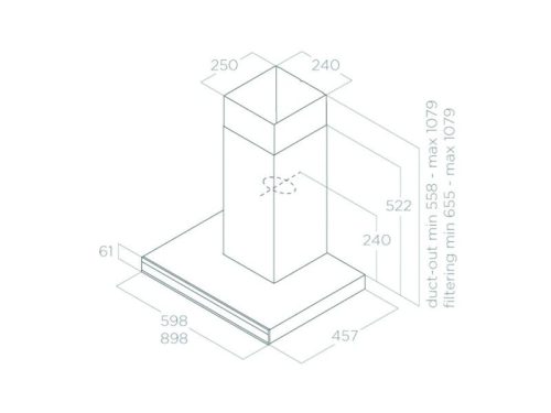 Kích thước máy hút mùi áp tường Elica ADÉLE BLIX/A/90 PRF0167315