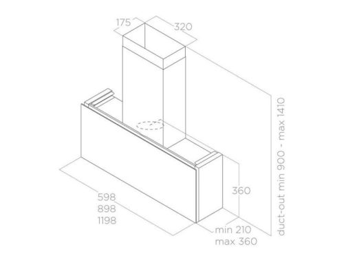 Kích thước máy hút mùi áp tường Elica RULES BL/F/90 PRF0163751