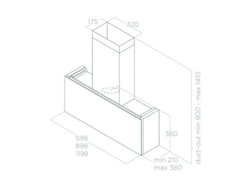 Kích thước máy hút mùi áp tường Elica RULES NAKED/F/90 PRF0163757