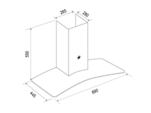 Kích thước máy hút mùi áp tường tuần hoàn Pramie AC17-700 Air