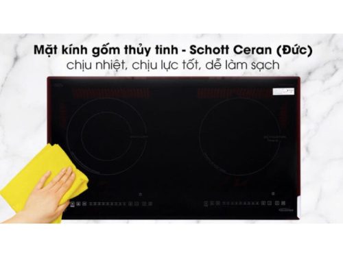 Mặt kính bếp từ kết hợp hồng ngoại Pramie PRMY-2105 2 vùng nấu lắp âm