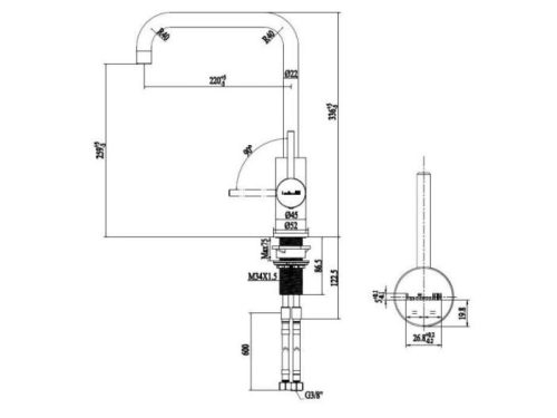 Thiết kế của vòi rửa bát nóng lạnh Reginox Crystal R30516