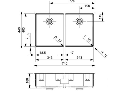 Thiết kế của chậu rửa bát inox 2 hố Reginox NEW YORK HMH.R28223