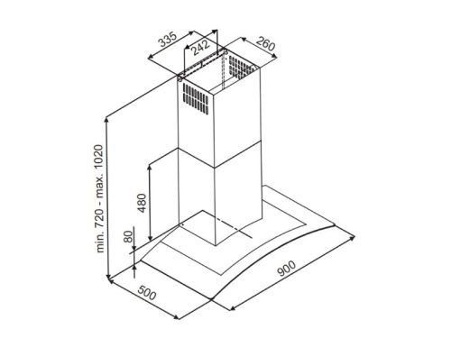 Thiết kế của máy hút mùi áp tường Fagor 3CFV-901X