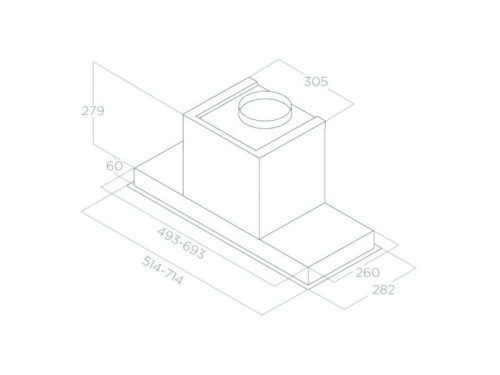 Kích thước máy hút mùi âm tủ Elica LICA HIDDEN 2.0@ IX/A/52 PRF0164340