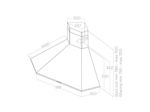 Kích thước máy hút mùi áp tường Elica PRF0127462A
