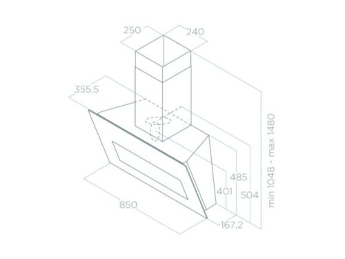 Kích thước máy hút mùi áp tường Elica BLOOM-S WH/A/85 PRF0164490