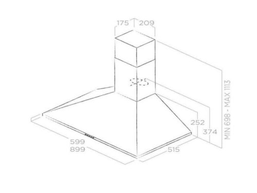 Kích thước máy hút mùi áp tường Elica TAMAYA PB IX/A/70 PRF0010723A